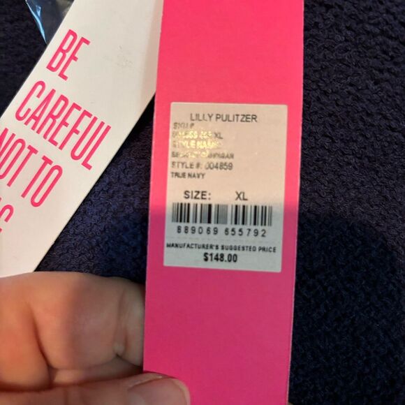 LILLY PULITZER Beckley Cardigan‎ Belted Knit Pockets True Navy Size XL NWT - Picture 6 of 7